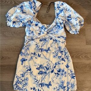 H&M linen blend knot front dress